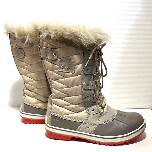 SOREL TOFFINO II Waterproof Quilted Faux Fur Cuffs Lace Up Winter Snow Boots 9.5 - Picture 8 of 16